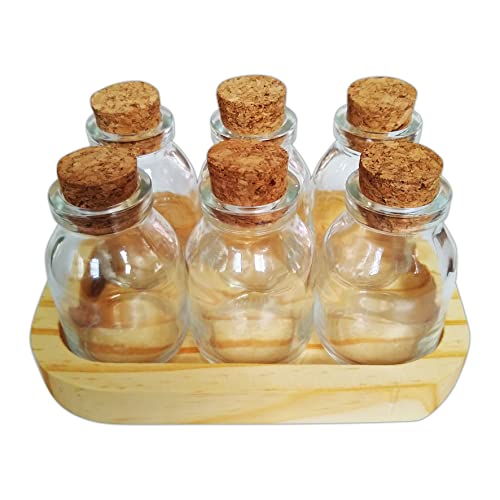 Porta Condimentos Tempero Potes De Vidro Tampa Rolha 6 Potes
