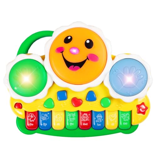 Image of Gooyo GY-88034 Musical Drum & Electronic Piano Keyboard Toy with Animals Sounds Flashings Lights & Music | Piano Keyboard Toy for Kids | Green | 3xAA Battery (Not Included) | Gift Box Packaging