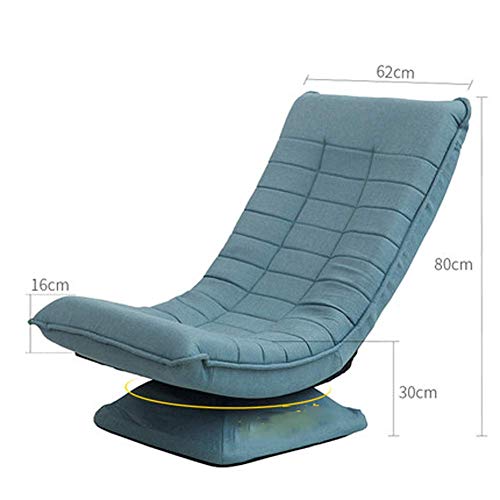 Folding armchair, 360-degree swivel, adjustable 4-seat adjustable lazy high-back chair, comfortable sponge seat, steel frame-blue