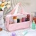 Meyeyaia 9 Pcs Pink Translucent Make up Bag, Bulk Clear Waterproof Makeup Bags with Zipper and Handle, Portable PVC Toiletry Bags Pouch for Women Travel Essentials Organizer