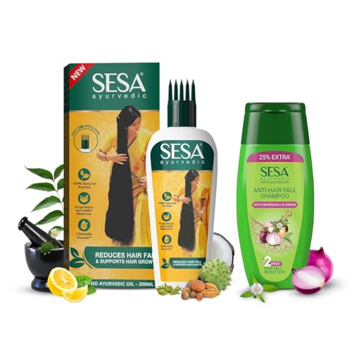 Image of SESA Ayurvedic Hair Oil 100Ml + sesa ayurvedic black medical shampoo with 15 ayurvedic herbs 200ml