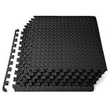ProsourceFit Exercise Puzzle Mat ½-inch, EVA Interlocking Foam Floor Tiles for Home Gym, Workout Equipment, Kids Play Areas, Black, 24 SQ FT - 6 Tiles
