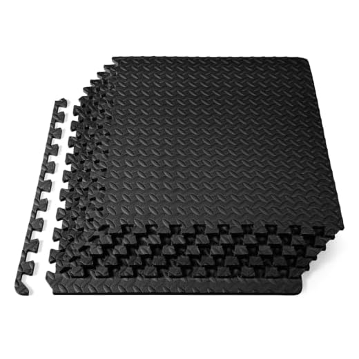 ProsourceFit Exercise Puzzle Mat ½ inch, 24 SQ FT, 6 Tiles, EVA Foam Interlocking Tiles Protective and Cushion Flooring for Gym Equipment, Exercise and Play Area, Black