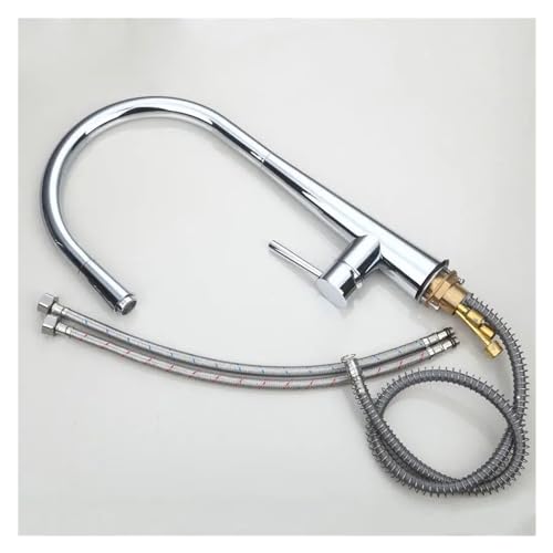 Robinet d'évier pivotant chromé avec douchette extractible pour cuisine