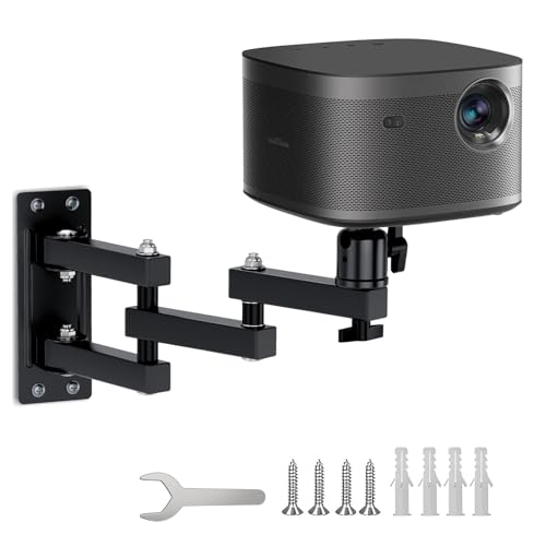 Nakelulu Support Mural Pliable pour Projecteur, Support de Videoprojecteur avec Vis 1/4", Support Mural Retroprojecteur Réglable Rotation à 360° pour Le Home Cinéma, Le Bureau et la Salle de Jeu