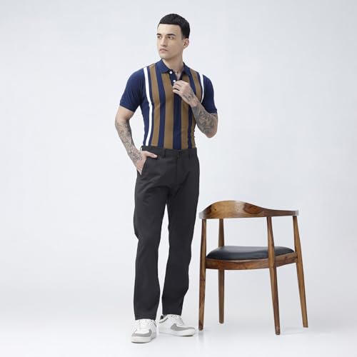 Image of BASICS Premium Cotton Stretch Formal Trousers for Men | Office Pants