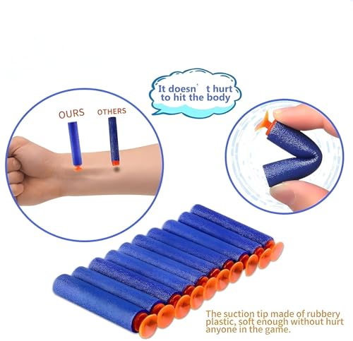 Image of VERAT Hollow Out Soft Foam Refill Darts for N-Strike Elite Series Blasters (Suction-Bullet-Blue, Pack of 150)