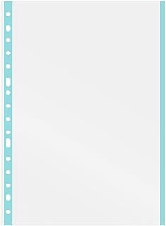 Grafoplas - Fundas Plastico para Folios, 10 Unidades, Cristal, Borde Color Azul Pastel, Polipropileno Extra, Lomo Reforzado, Perfecto para Archivador Anillas