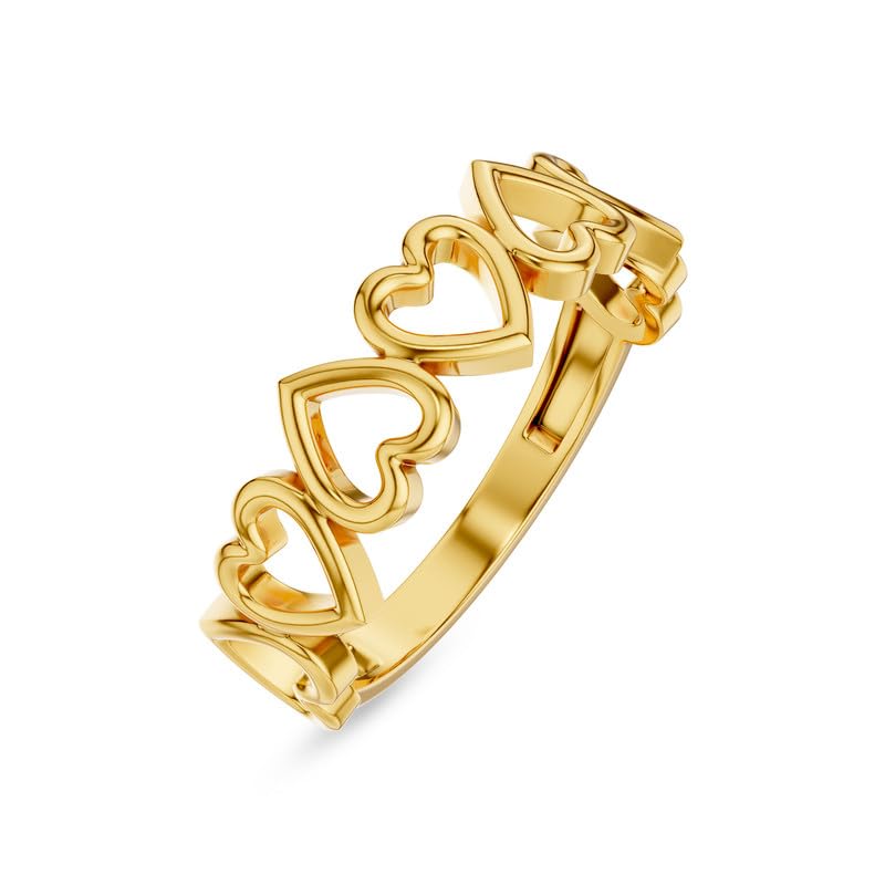 Image of KISNA 9KT / 14KT / 18KT HeartLink Yellow Gold Ring For Women | S14