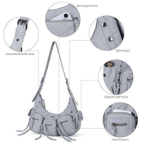 Image of Angel Kiss Hobo Bags Purse for Women Y2K Shoulder Bag Multi Pockets Designer Satchel Studded Handbags with Strap
