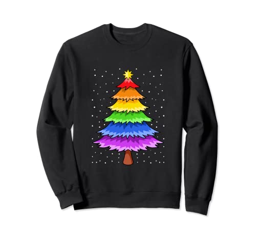 LGBT-Q Pride Weihnachtsbaum-Pyjama, coole Regenbogen-Flagge, X-Weihnachten Sweatshirt