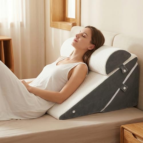 LPQKCcY Verstellbares Keilkissen Bett, Lesekissen für Bett und Couch, Schaum Reflux Kissen, Rückenkissen Rückenlehne, zur Schlafapnoe, Lesen, Schlaferhöhung, Beinkissen, Rückenschmerzen, Schnarchen