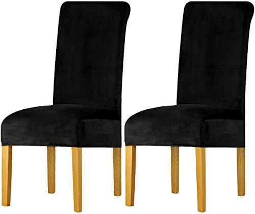 LANSHENG Stretchy Chair Covers for Dining Room Chairs,Stretch Spandex with Elastic Band Chaircover,Velvet Large Dining Chair Slipcovers for Restaurant Hotel Party Banquet (Mustard,6 Pack(M))