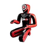 Shaza Sports MMA Grappling Dummy, Judo Punching Bag, BJJ Wrestling Dummy, Sitting Position, Vinyl, Unfilled (Red, 72 inches|180cm|6 Feet)