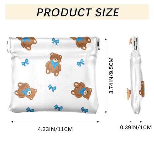 Cute Brown Bears Coin Purse Leather Pouch Change Purse, Squeeze Coin Pouch for Cards, Keys & Lipsticks, Unisex3