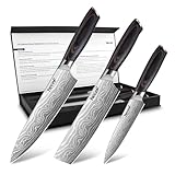 utilitarios 2018 iso Juego profesional de cuchillos de cocina: Incluye cuchillo chef 20cm, nakiri 18cm y utilitario 12,7cm – perfectos para picar, cortar, pelar y preparar todo tipo de ingredientes.