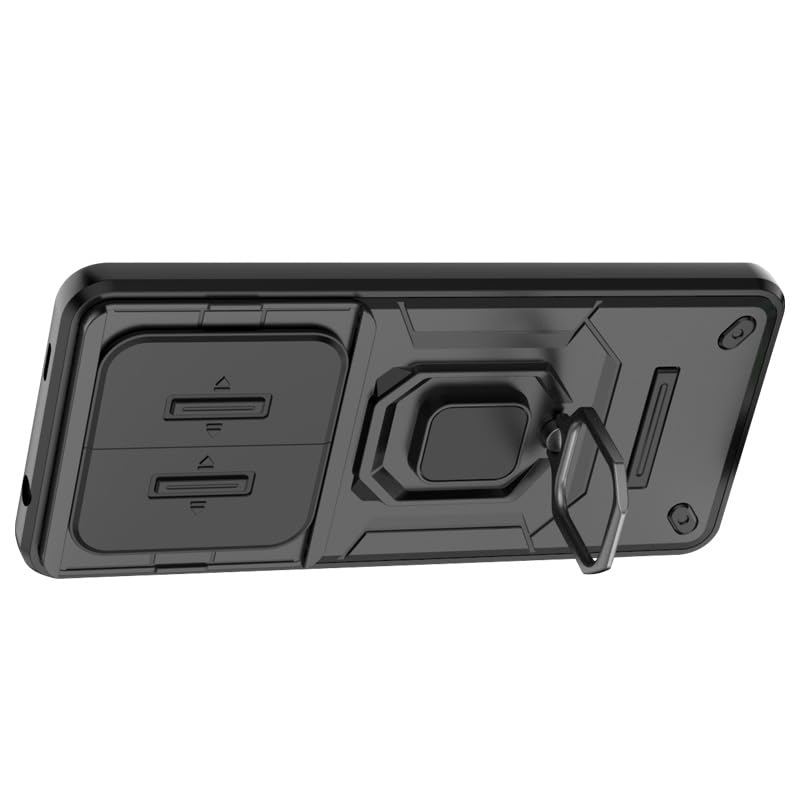 Image of TPU+PC Camshield Pro Case With Slide Camera Protection And Ring Stand Bumper Back Case Cover For Xiaomi Redmi A3 / A3X / Poco C61 (Black)