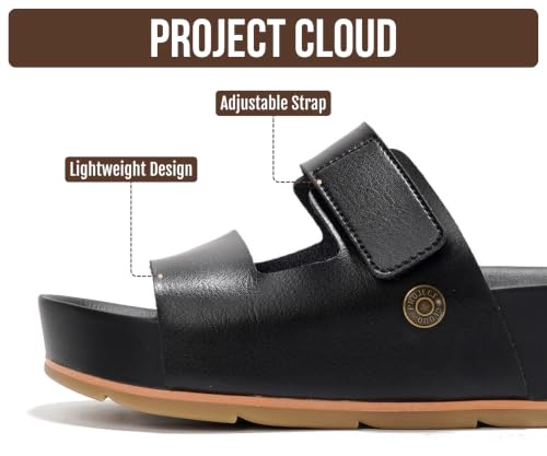 Image of Project Cloud 100% Genuine Leather Platform Sandals Women Footwear-Beach Essentials Summer Wedges with Plush and Soft Insole-Non Slip & Lightweight Wedge Sandals For Women 2026