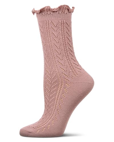 MeMoi Women's Ruffle Pointelle Crew Socks
