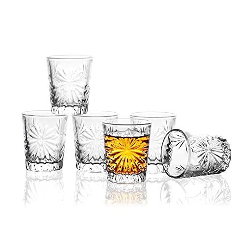 Shot Glasses, Valeways 1.75oz Mini Shot Glass Set of 6/Clear Shot Glasses/Tasting Glasses/Cordial Glasses/Sherry Glasses/Glasses Snifters/Cute Shot Glasses