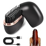 TOSEFES Mini Hair Straightener, Rechargeable Wireless Portable Hair Straightener Brush, 3-Temperature Control for Women, Compact and Travel-Friendly Hair Styling Tool