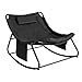 SoBuy OGS56-SCH Fauteuil à Bascule Confortable Chaise Basculante avec Coussin Rembourré Chaise Longue Bain de Soleil avec Appui-tête et 2 Poches Latérales Noir, pour Extérieur ou/et Intérieur