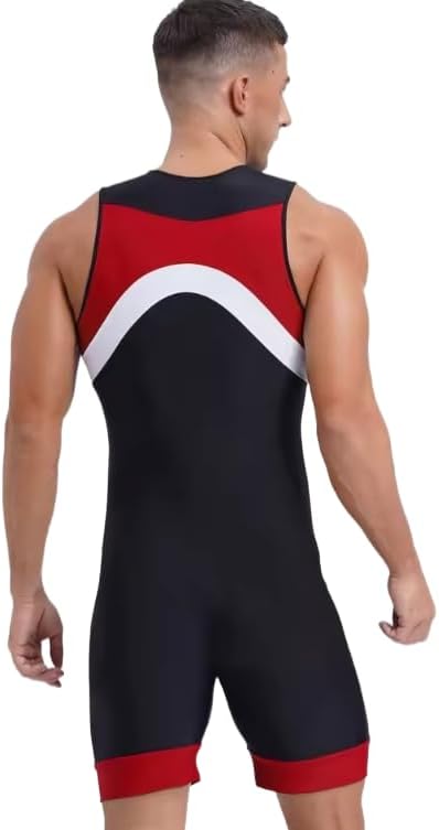 Mens One Piece Swimsuit Swim Jumpsuit Shorty Wetsuit Bathing Suit Athletic Spandex Leotard Swimwear