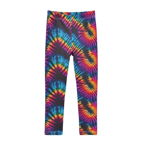 ALAZA Girls' Leggings Children's Yoga Pants Skinny Printed Dance Colorful Tie Dye Comfortable 4T