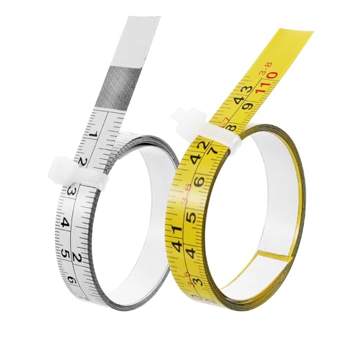2PCS 1/2' Steel Self Adhesive Measuring Tape Ruler Tape Peel and Stick Measure 42.32'/107.5 Cm Imperial and Metric Scales Right Left Stick on Workbench Ruler for Woodworking Saw Drafting(White Yellow)