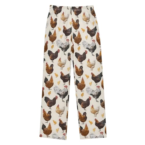 ALAZA Chicken Rooster Chick Pajama Lounge Pants Long Sleep Pajama Bottoms with Pockets