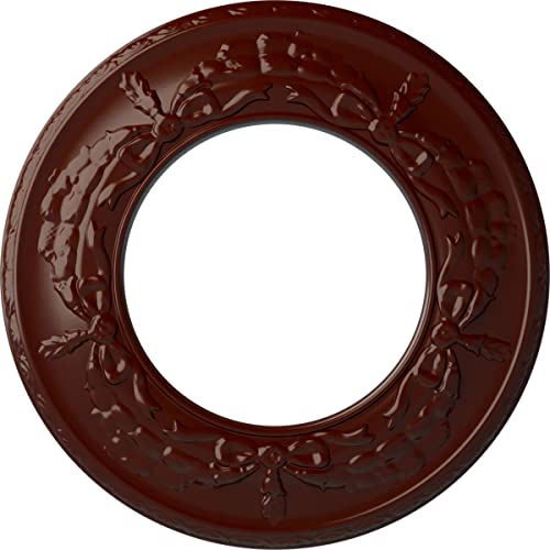 Ekena Millwork 13 1/4"OD x 7 1/8"ID x 7/8"P Salem Ceiling Medallion (Fits Canopies up to 7 1/8"), Hand-Painted Brushed Mahogany