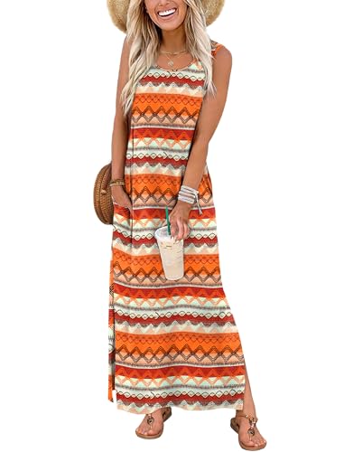 Summer Boho Maxi Dress 2026 Holiday Hawaiian Cruise Vacation Summer Spring Outfits Plus Size Dresses for Curvy Women Floral Sundresses Beach Vacation Essentials Spring Dresses Burnt Orange