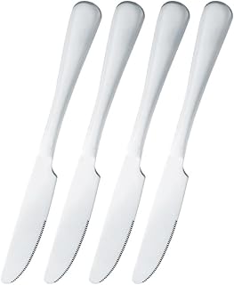 Royalford 4pcs Stainless Steel Basic Table Knife RF12545 Heavy Duty Butter Knife Cutlery Set Silverware for Home/Office/Party/Camping