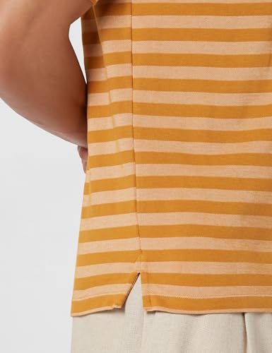 Image of Peter England Men's Cotton-Polyester Blend Striped Polo T-Shirt | Casual Wear | Durable & Trendy