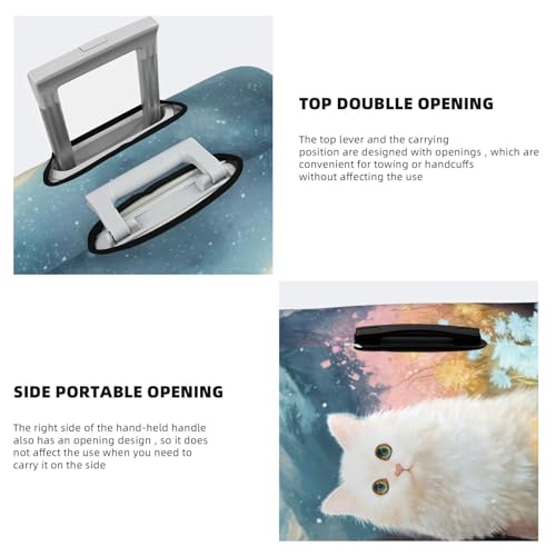 Cat And White Cats In The Flowers Elastic Travel Luggage Covers Dustproof Scratch-Resistant Suitcase Protector Fit 22-24 Inch3