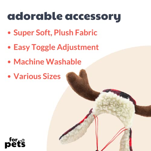 Huxley & Kent Pet Hat | Antler Buffalo Check (Small) | Festive Christmas Holiday Accessory For Dogs/Cats thumb #1
