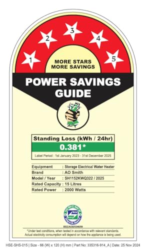 Image of AO Smith Geyser 15 Litre 5 Star Rating (BEE) | Powerful 2KW Heating | Storage Water Heater With 2X Corrosion Resistant Blue Diamond Glass Tank | Warranty: 5 Yr Tank, 2 Yr Comprehensive | HSE-SHS-015
