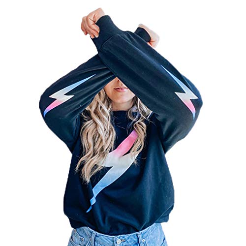 YEMOCILE - Sudadera de manga larga con diseño gráfico de truenos para mujer
