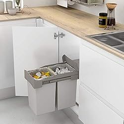 Menage Confort Cubo de Basura extraíble con extracción Manual para Mueble de Cocina - Capacidad 14+14 litros