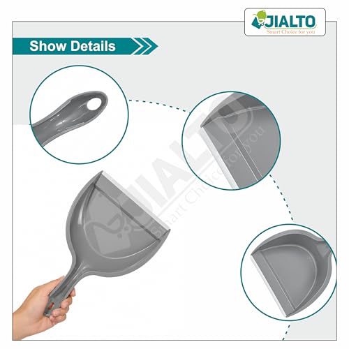 Image of JIALTO Heavy Duty Plastic Dustpan with Ergonomic Handle, Large Capacity Lightweight Dust Pan for Home, Kitchen, Office & Indoor Cleaning