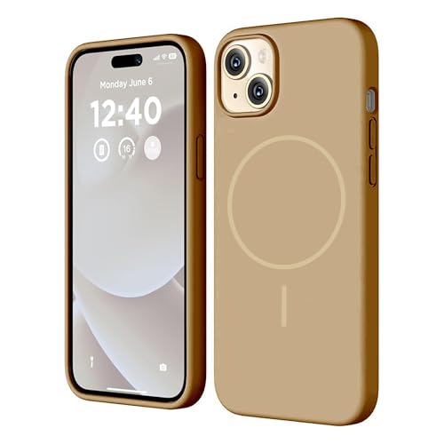 Image of Kratos Active Grip Silicone Case Cover Compatible with iPhone 15 Plus - Enhanced Protection, Wireless Magnetic Charging Case with Raised Edge Camera & Screen Protection, Shock-Resistant Design Brown
