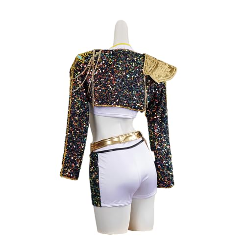 Womens Anime Performance Costume Outfits Golden Cosplay for Halloween Fullset4
