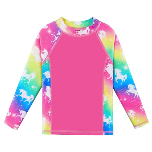Image of BAOHULU Girls Rash Guard Swimsuit 2 Pieces Long Sleeve Bathing Suit UPF 50+ Quick Dry Beach Swimwear Size 3-14 Years