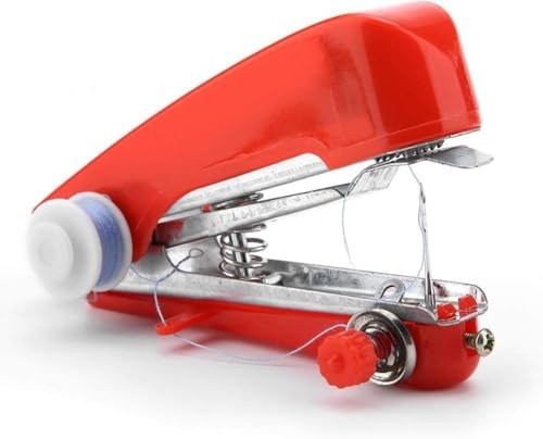 1 juego de máquina de coser roja, máquina de coser a mano, mini máquina de coser portátil, máquina de coser manual para viajes a casa, uso mini, máquina de coser portátil, arte, artesanía y costura