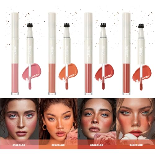 Freckle Stamp & Blush Pen – 2-in-1 Liquid Freckle Makeup Pen and Cream Blusher for Natural Effortless Sun-Kissed Look, Long-Wearing, Smudge-Resistant Makeup (# 03)