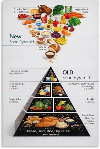 Poster pyramide alimentaire guide nutritionnel pour alimentation équilibrée toile tendue 20x30cm