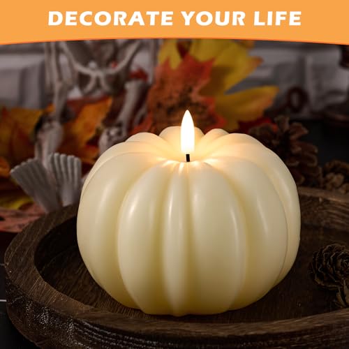 Bougies LED citrouille anti coulure deco table automne sans risque de feu - 2