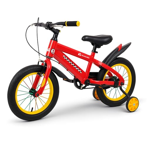 Bluelander Bicicleta Infantil para Niño, Rodada 14 con Ruedas de Entrenamiento, Asiento y Manubrio Ajustable, Ideal para Niñas de 3 a 5 Años