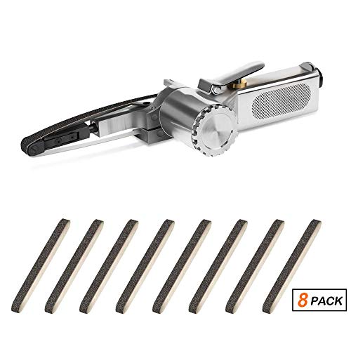 Air Belt Sander 3/8 Inch with 8pcs Belts 3/8” x 13”, Mini Pneumatic