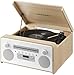 Crosley CR7024A-NA Carter 7-in-1 Bluetooth Vinyl Record Player, 3-Speed Turntable, CD Players, AM/FM Radio, Natural